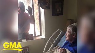 Husband serenades wife for three hours each day through her nursing home window l GMA Digital