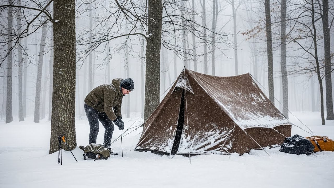 −71°C Blizzard Survival | Extreme Winter Camping in a Hot Tent
