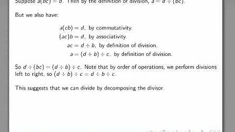 Math for Elementary Education 720 Division by Decomposition