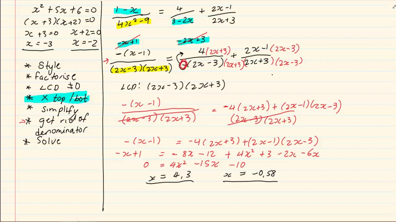 Grade 11: Equations and Inequalities :Summary : Solving for X : Part 1/