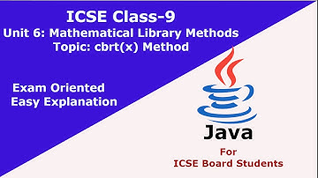 cbrt(x) Method in Java| Math.cbrt(x) in Java | Methods of Math Class| Computer Applications Class 9