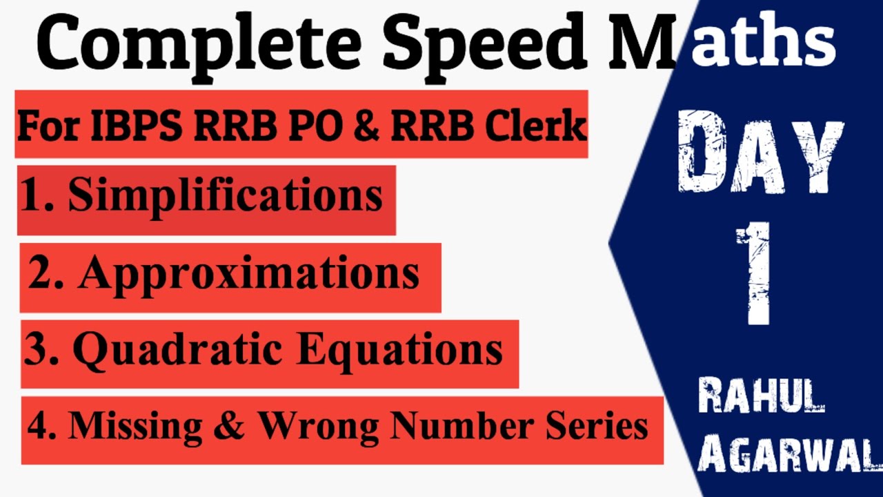 Speed Maths for ibps rrb po and rrb clerk bank exam | Simplifications ...