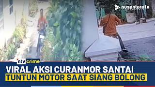 Viral Aksi Pelaku Curanmor Santai Tuntun Motor Curian Di Siang Bolong  Ntv Crime