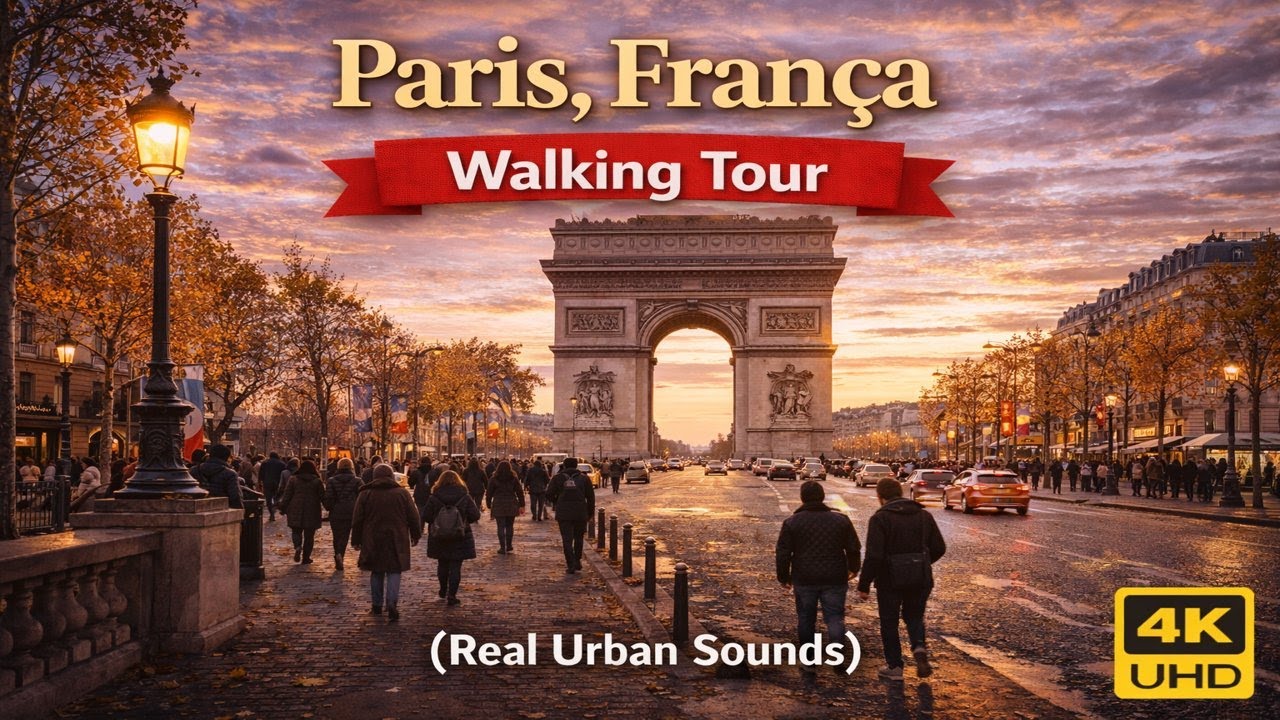 Paris, França — Passeio a Pé | 4K UHD (Real Urban Sounds)