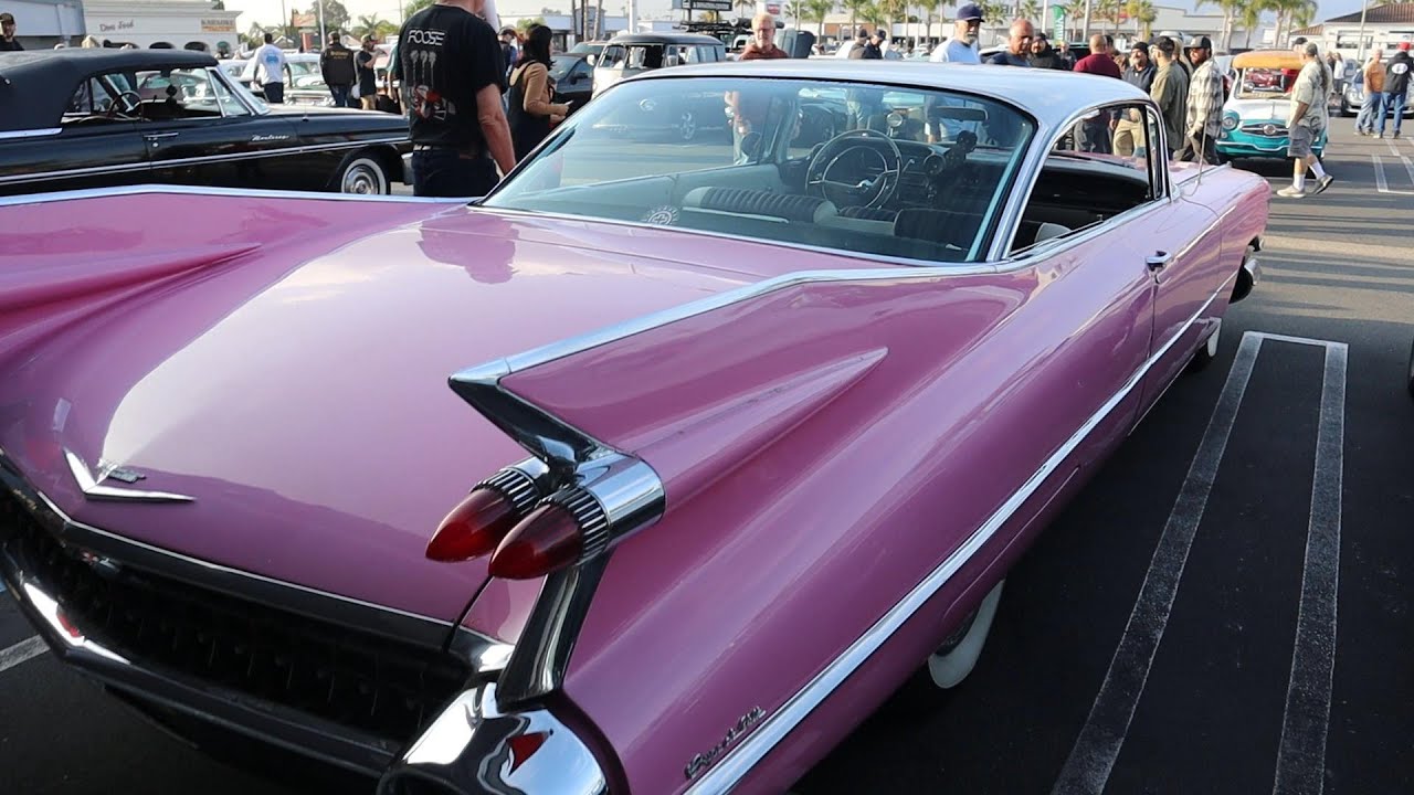 1959 Pink Cadillac at Donut Derelicts Weekly Car Show YouTube