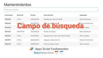 Apps Script 54 -  Campo de búsqueda en tabla HTML