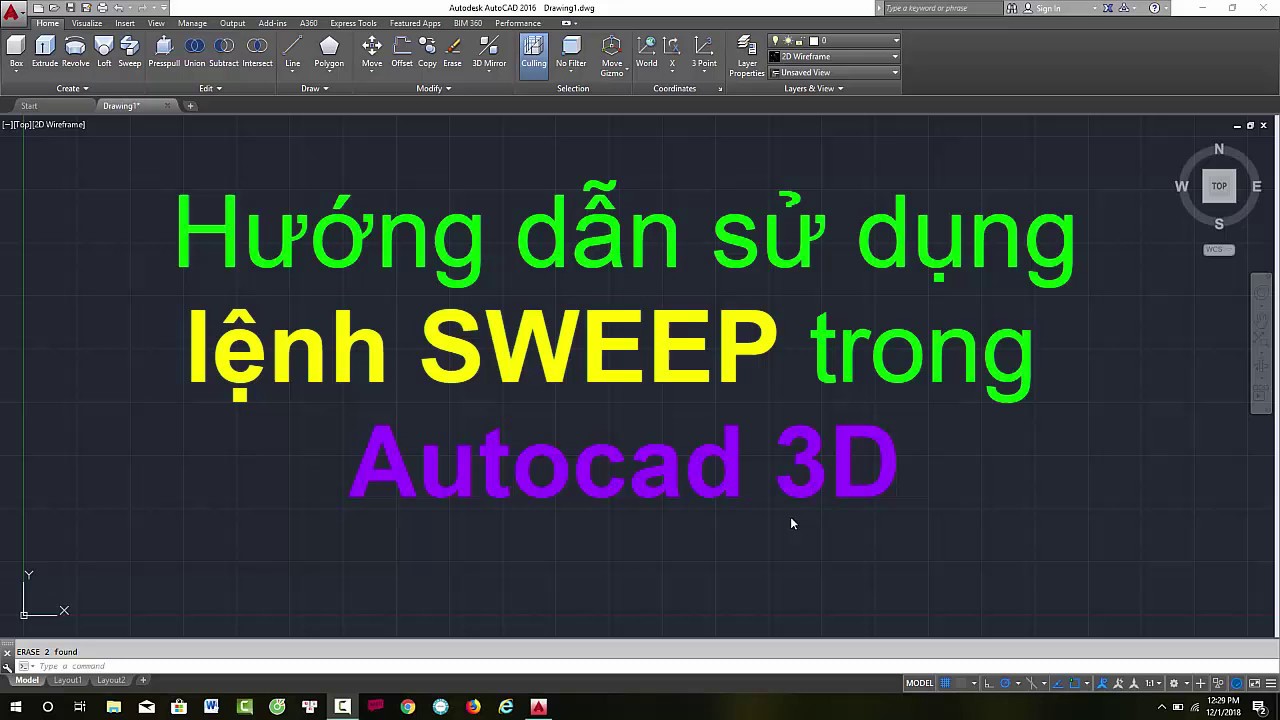 Hướng dẫn sử dụng lệnh SWEEP trong AUTOCAD 3D - Hướng dẫn sử dụng Autocad 3D