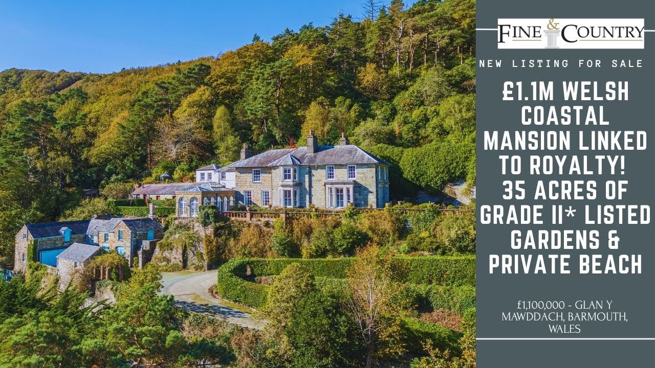 £1.1M Welsh Coastal Mansion Linked to Royalty! 35 Acres of Grade II* Listed Gardens & Private Beach