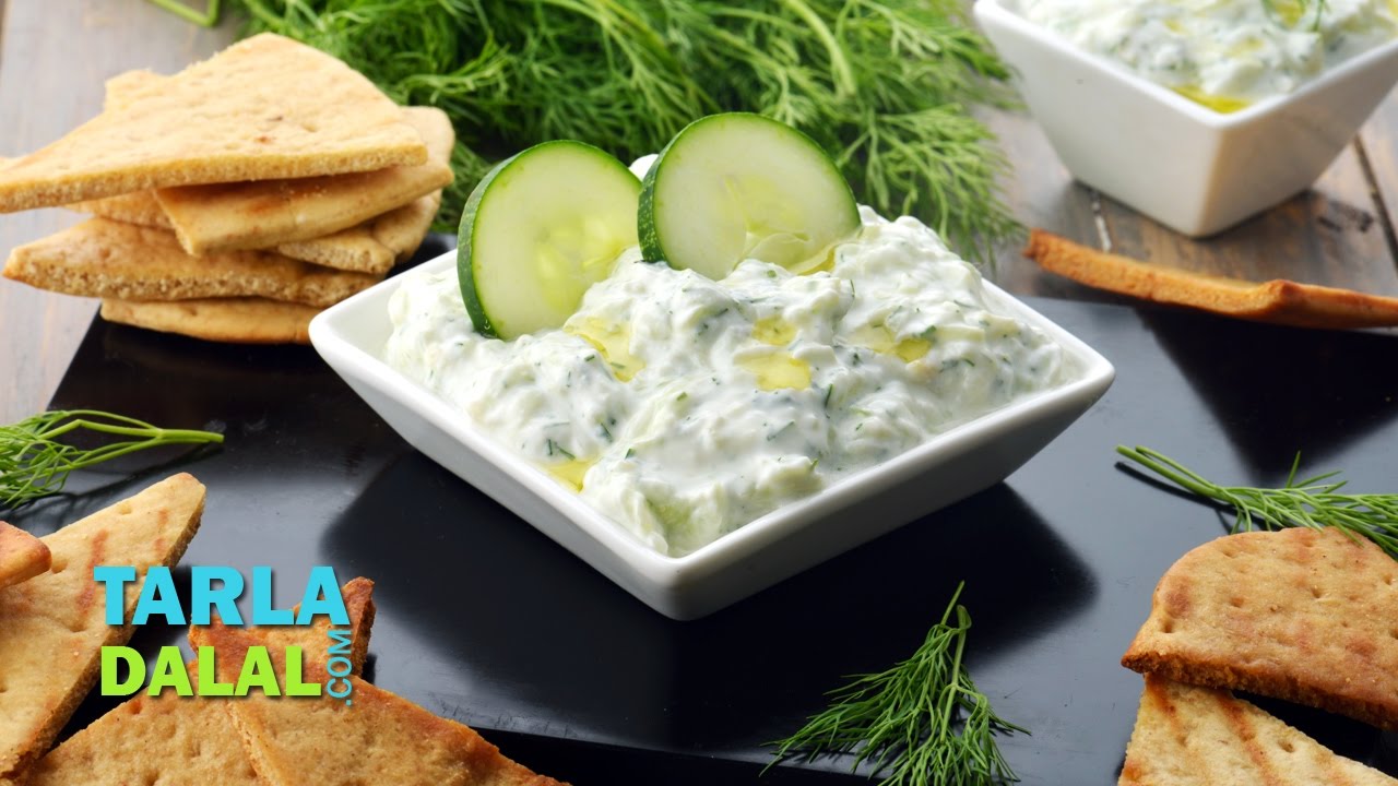 Tzatziki Dip, Lebanese Hung Curd and Cucumber Dip by Tarla Dalal YouTube