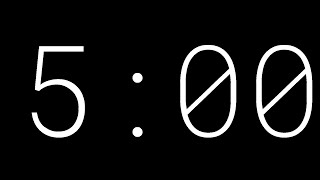 5 minutes Countdown Timer - Black Background - Roboto Mono Extra Light