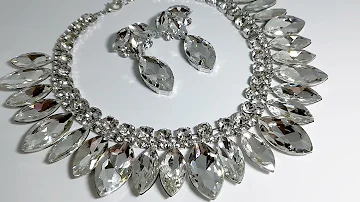 FASHION GLAMOUR ELEGANT FABULOUS CRYSTALS DIAMONDS STATEMENT NECKLACE EARRINGS JEWELRY BEAUTY BRIDE