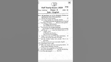 ENGLISH PAPER HALF YEARLY UP BOARD CLASS 6 QUESTION PAPER PDF ENGLISH SUBJECT