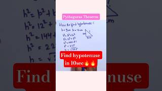 Find hypotenuse in 10 sec🔥🔥##Pythagoras theorem #class9 #maths