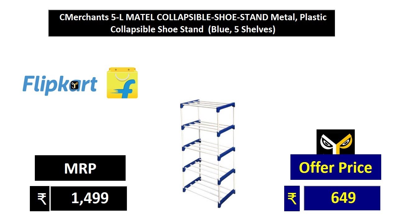 CMerchants 5 L MATEL COLLAPSIBLE SHOE STAND Metal, Plastic Collapsible Shoe Stand  Blue, 5 Shelves