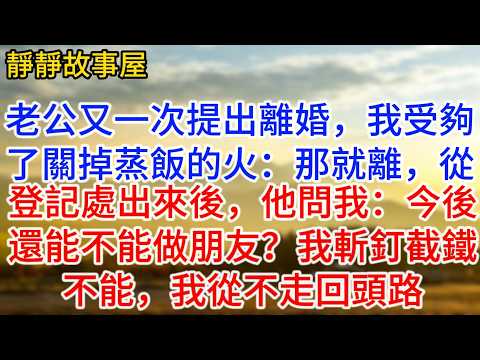 老公又一次提出離婚，我受夠了關掉蒸飯的火：那就離，從登記處出來後，他問我：今後還能不能做朋友？