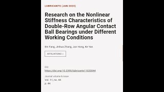 Research on the Nonlinear Stiffness Characteristics of Double-Row Angular Contact Bal... | RTCL.TV