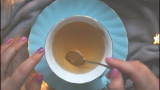 ASMR cosy winter - fleece blanket, fairy lights and tea *tapping, tracing & NO talking*