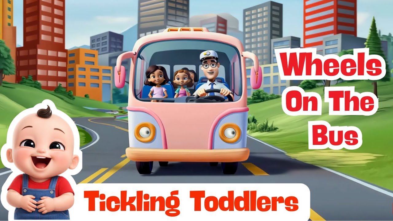 WHEELS ON THE BUS Go Round and Round Nursery Rhyme | Tickling Toddlers