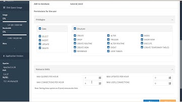 CWP - User Panel: MySQL tutorial