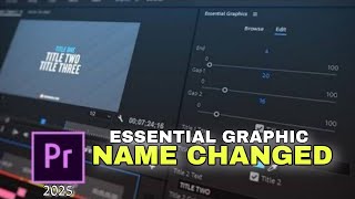 How to find ESSENTIAL GRAPHICS panel in premier pro 2025 Wealth