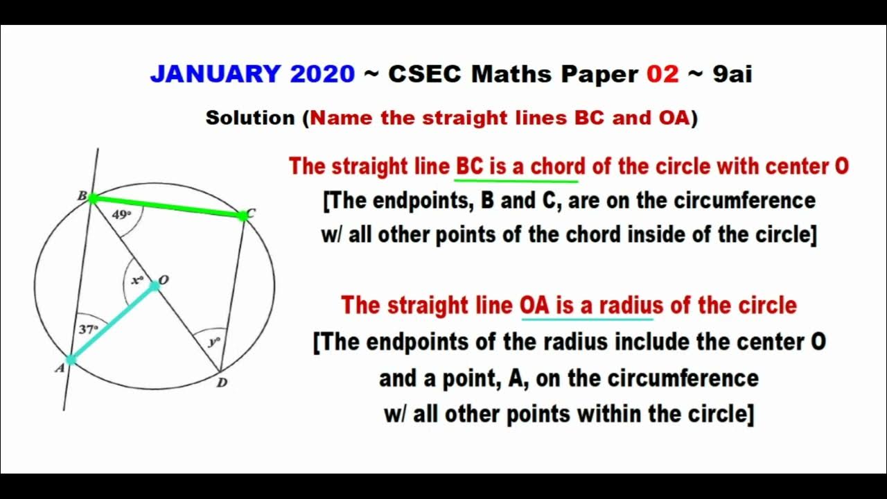Paper2-CSEC-MATHS-323 ~ Circle Geometry & Name Lines BC & OA of the ...