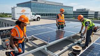 Solar Panel Installation by Elcosine Energia Team | Commercial Rooftop Solar Project