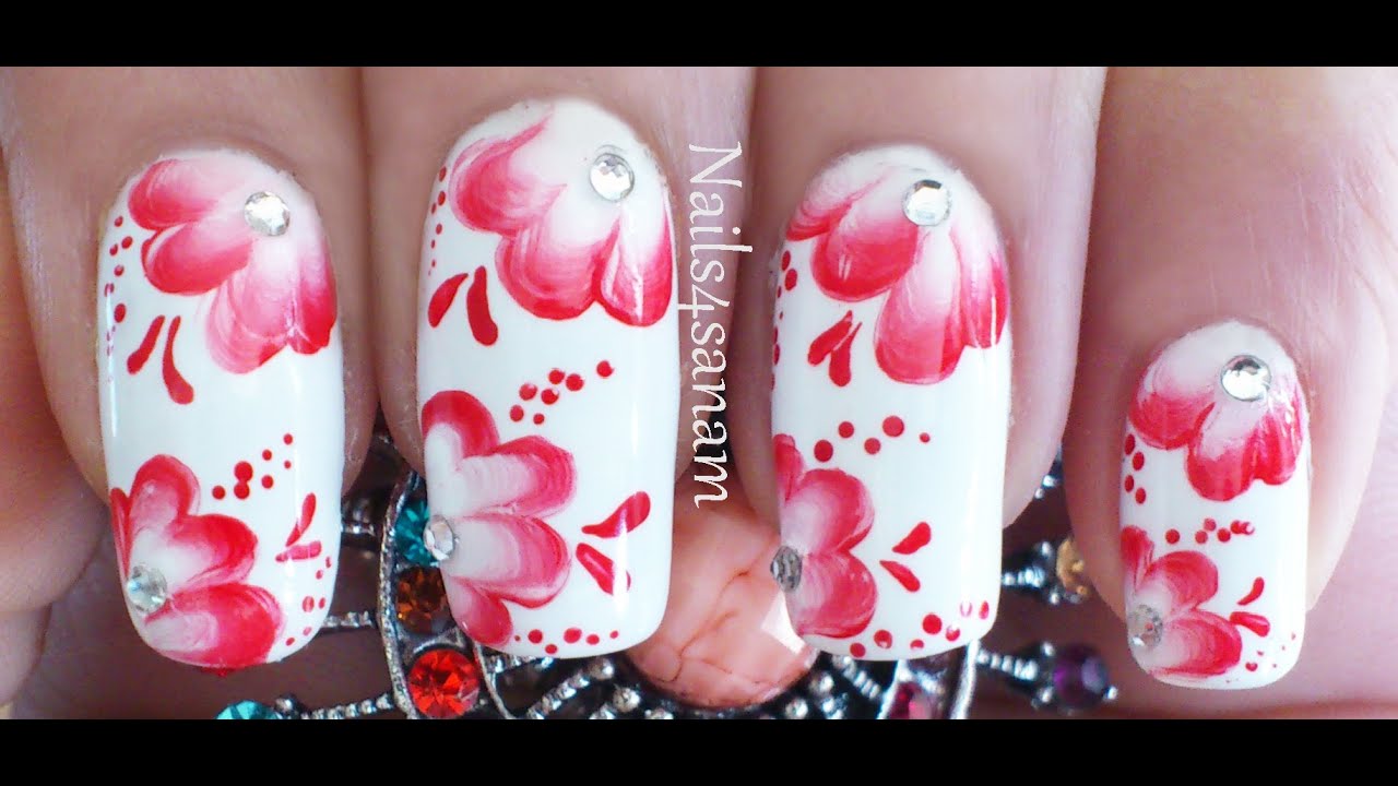 ONE STROKE FLORAL NAIL ART TUTORIAL YouTube