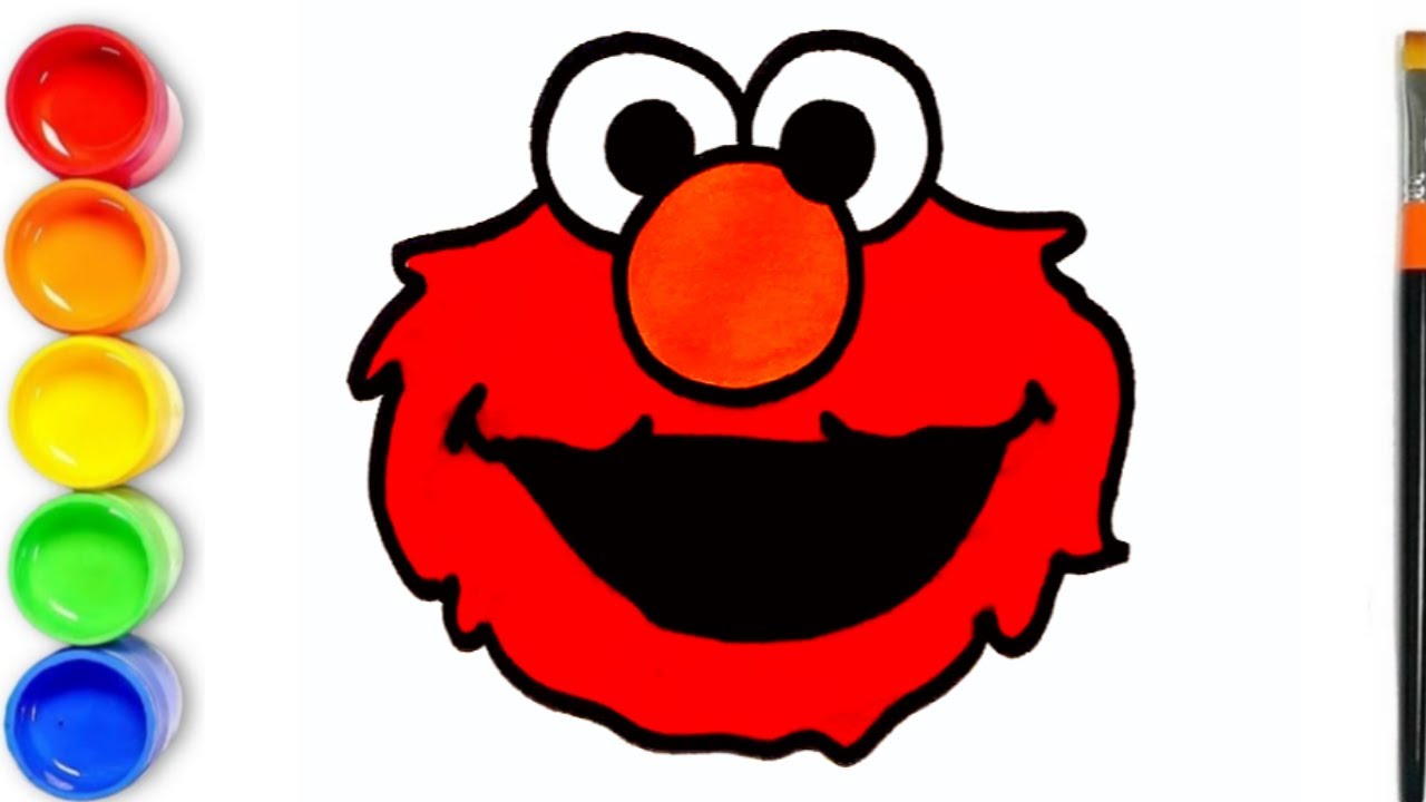 🔴 Drawing Elmo Face From Sesame Street | Sesame Street Drawing Coloring