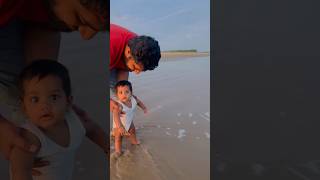 Ved’s first beach experience❤️ baby babyboy babyshorts beach cutebaby