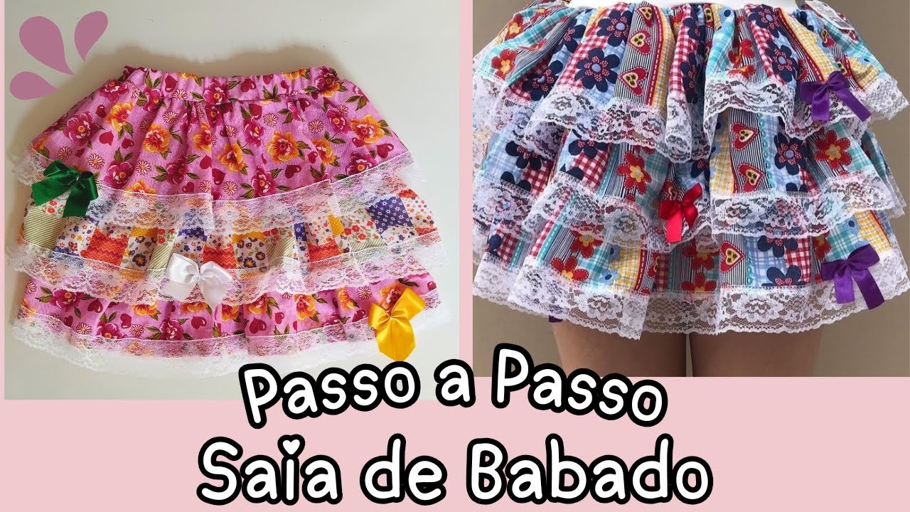 🌹Saia de babado / Saia de festa Junina / Como fazer no Adulto e ...