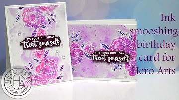 Ink smooshing and watercolour emboss resist for Hero Arts