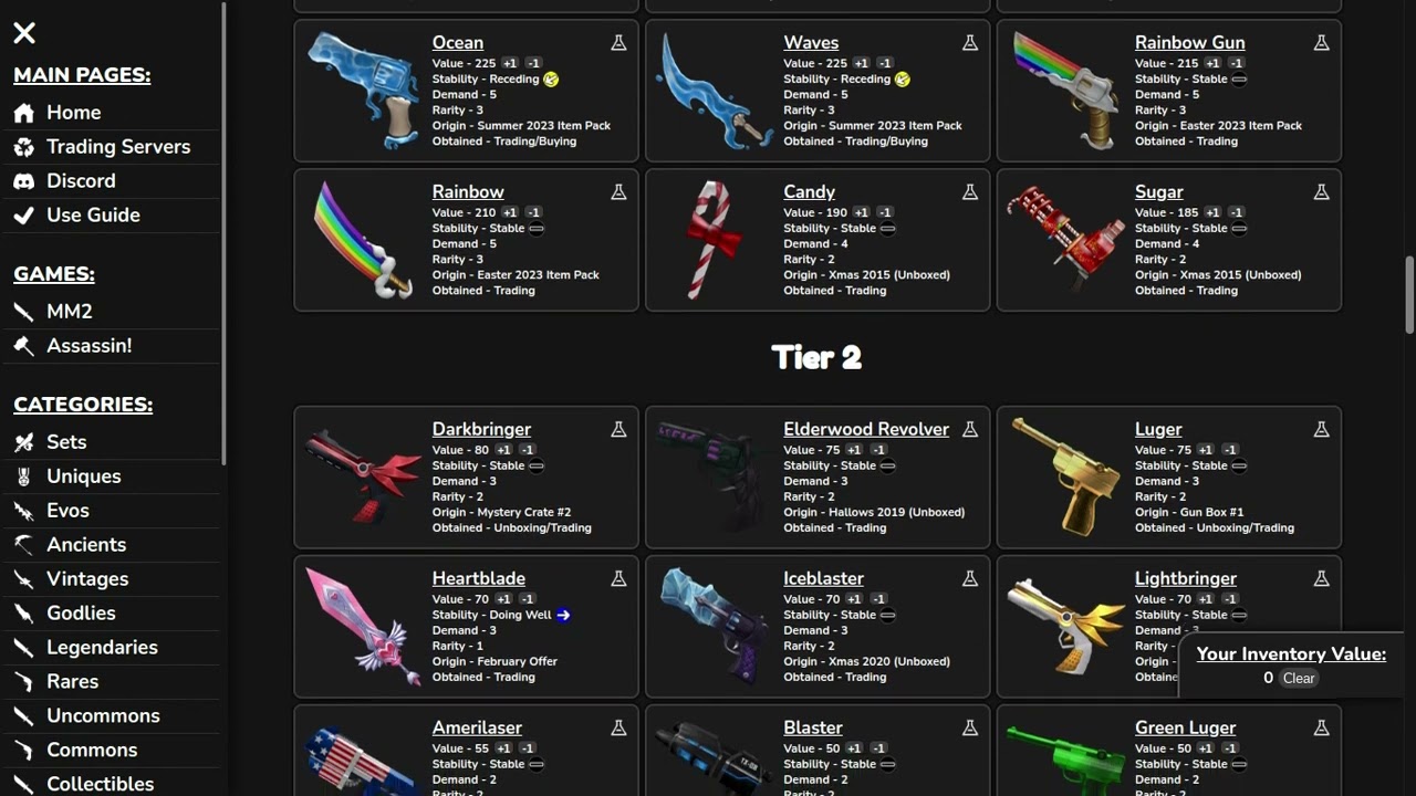 MM2 values list — latest weapon prices (December 2023)