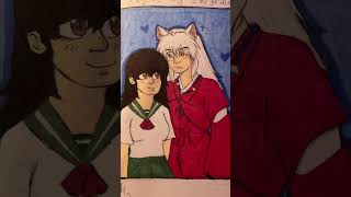 Kagome and Inuyasha in my art style #drawing #artstyle #inuyasha #anime #inuyashafanart