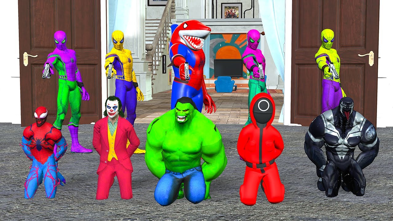 Superheroes Spiderman Squad Shark Spider Man Competition Venom3 Roblox Hulk Brave Dog | Melo Films