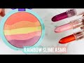 Satisfying Slime Coloring with Makeup! Mixing Colorful Eyeshadow into Clear Slime!