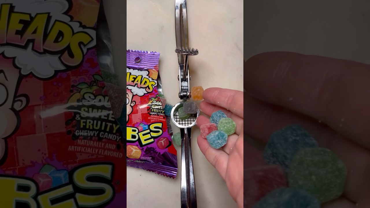 Oddly Satisfying Video | Sour Candy vs Garlic Press