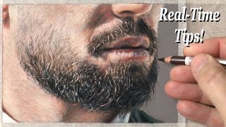 Pastel Portrait Tips... How to Paint/Draw a Realistic Beard... Narrated video with real-time footage