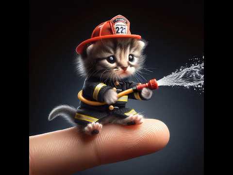 Firefighter Kitty Kitten Cat Cute Fireman Fire Firefighter Cutecats Tinycat Tiny