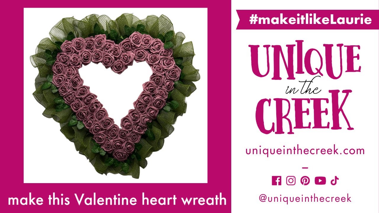 DIY Deco Mesh Floral Heart Wreath on UITC Cane Boards