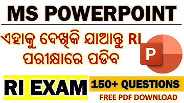 150+ Microsoft PowerPoint Short Questions in Odia || MS PowerPoint in Odia || Ri Exam in Odia