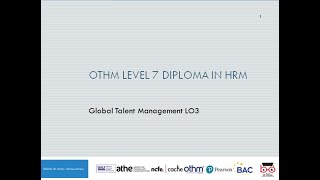 OTHM Level 7 Dip in HRM   Unit 5 Global Talent Management  LO3