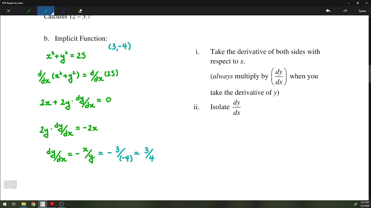 3.7 - Implicit Differentiation (Part 1) - YouTube
