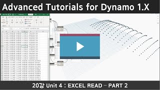 Advanced Tutorials for Dynamo 20강 UNIT 4: EXCEL READ – PART 2