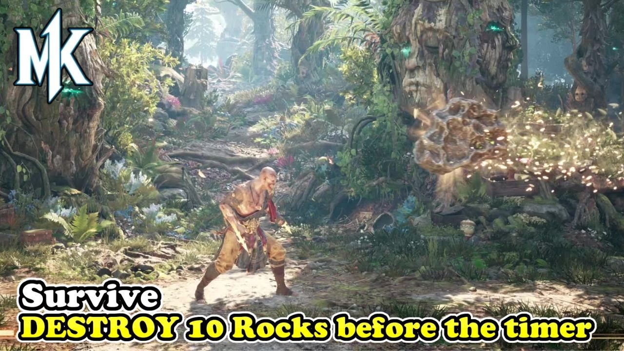 Survive DESTROY 10 Rocks before the timer runs out in Living Forest Season 3 Mortal Kombat 1
