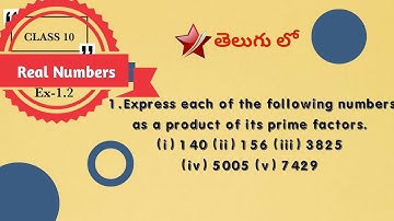 Class 10| Real Numbers|Express each of the following numbers a product of its prime factors.