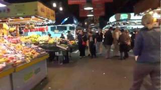The mercat st-joseph (named boqueria from locals) is a market off la
rambla in barcelona. it quite big and has many stores/stalls. there
are fruits, fish,...