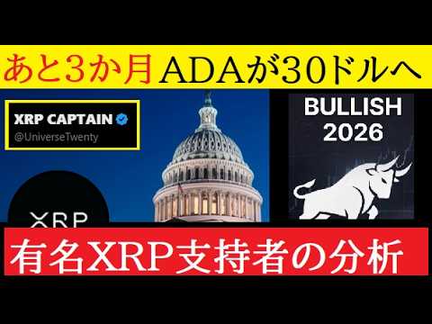【中堅投資家】カルダノADAが今後3か月で一気に30ドルへ急騰（XRP支持者の予測）