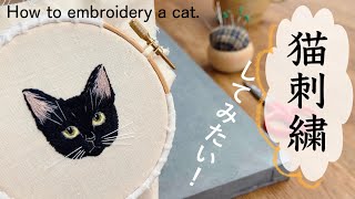 猫の刺繍黒猫 / How to embroidery a cat .