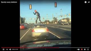 Guy Dancing Spooky Scary Skeletons on a car for 45 minutes - LOOP