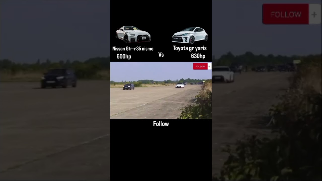 Nissan gtr vs toyota gr yaris drag race 